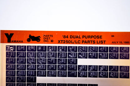 OEM Yamaha XT250L/LC 1985/July 15 '84 Dual Purpose Parts List Microfiche