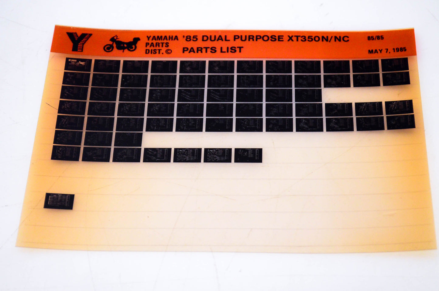 OEM Yamaha XT350N/NC 1985/May 7 '85 Dual Purpose Parts List Microfiche