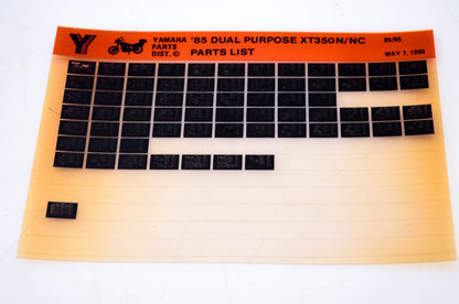 OEM Yamaha XT350N/NC 1985/May 7 '85 Dual Purpose Parts List Microfiche