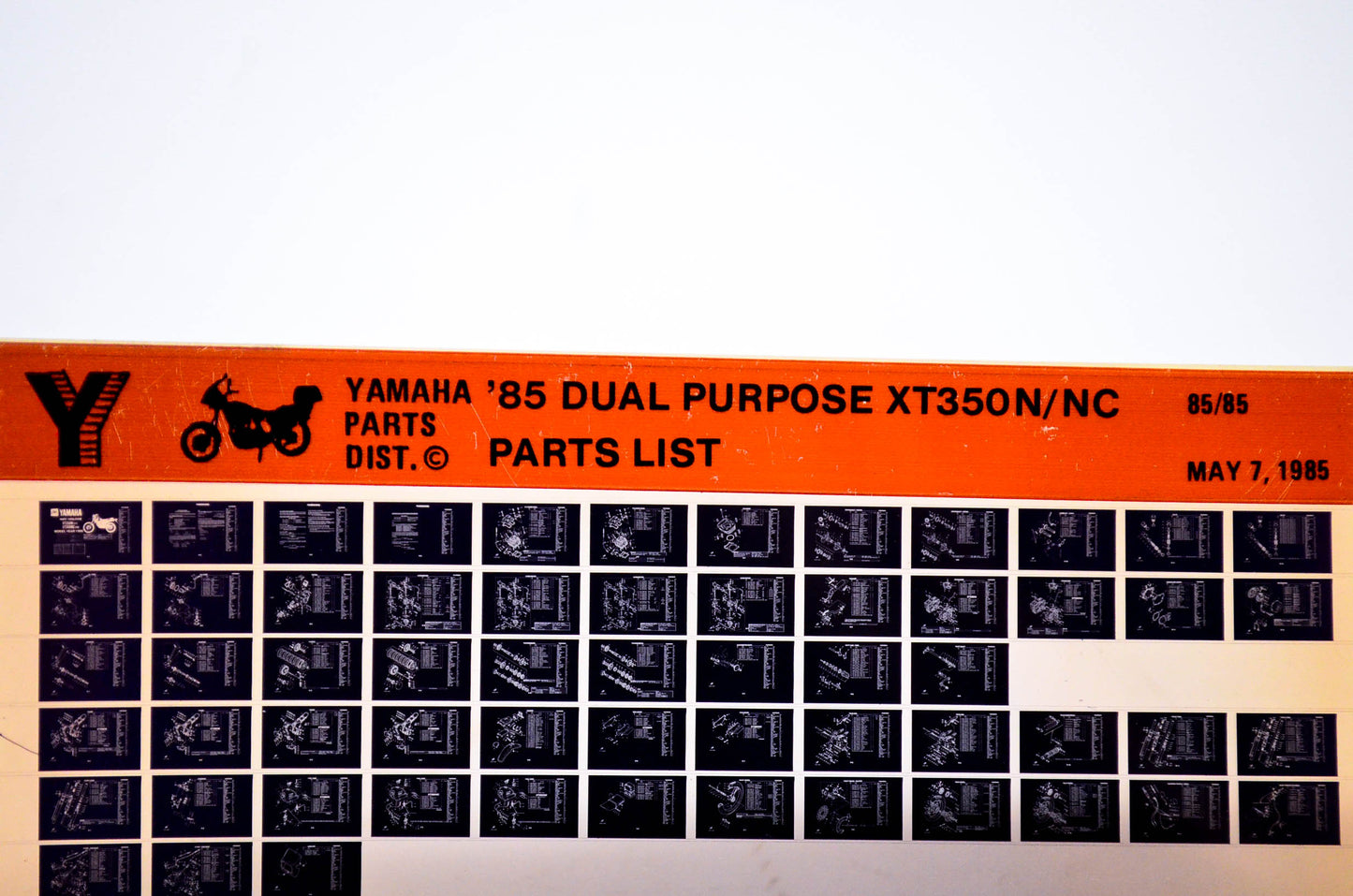 OEM Yamaha XT350N/NC 1985/May 7 '85 Dual Purpose Parts List Microfiche