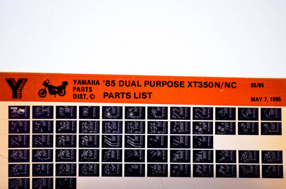 OEM Yamaha XT350N/NC 1985/May 7 '85 Dual Purpose Parts List Microfiche