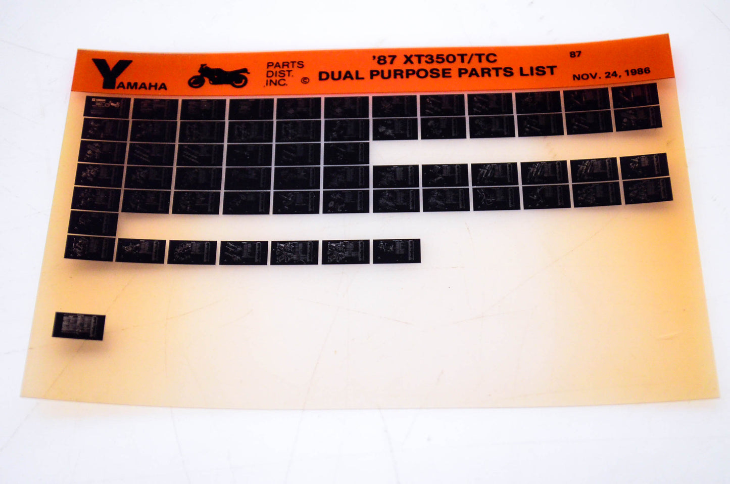 OEM Yamaha XT350T/TC 1986/November 24 '87 Dual Purpose Parts List Microfiche