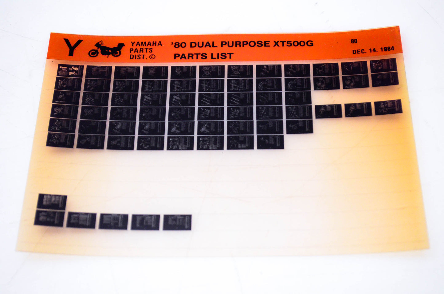 OEM Yamaha XT500G 1984/December 14 '80 Dual Purpose Parts List Microfiche