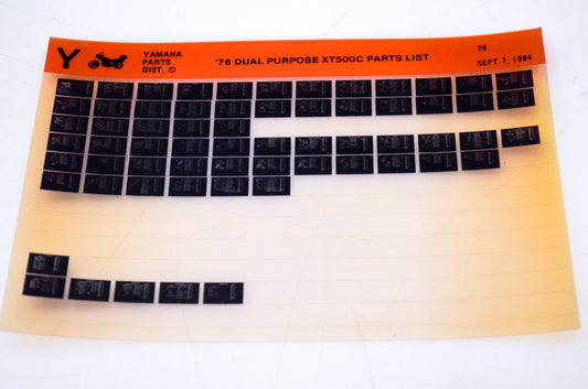 OEM Yamaha XT500C 1984/September 7 '76 Dual Purpose Parts List Microfiche