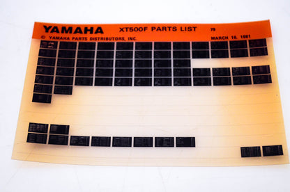 OEM Yamaha XT500F 1981/March 16 '79 Parts List Microfiche