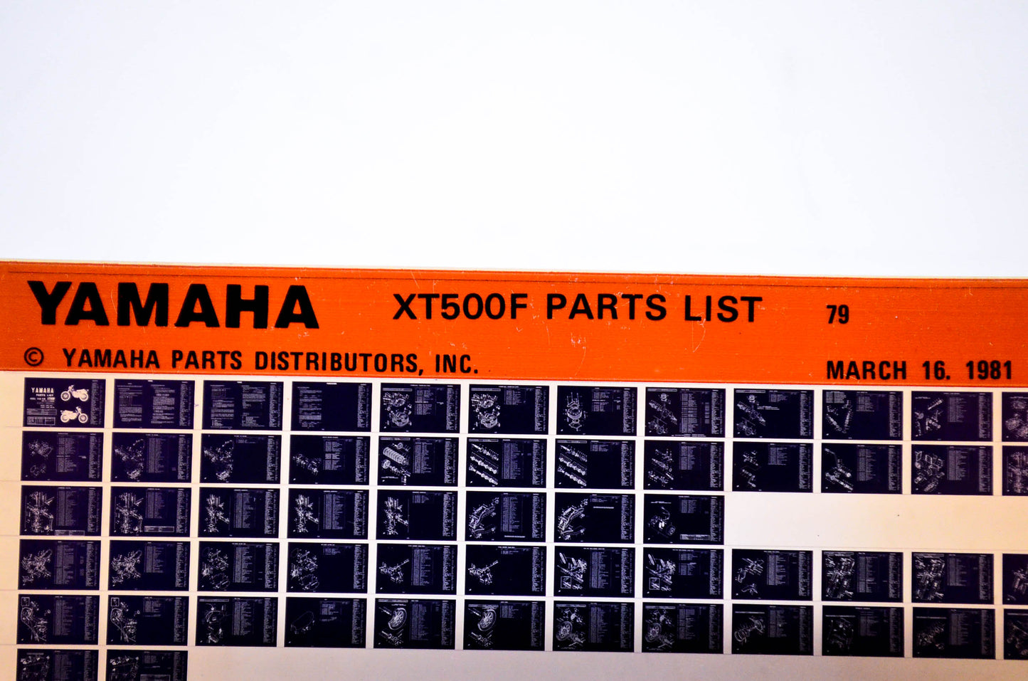 OEM Yamaha XT500F 1981/March 16 '79 Parts List Microfiche