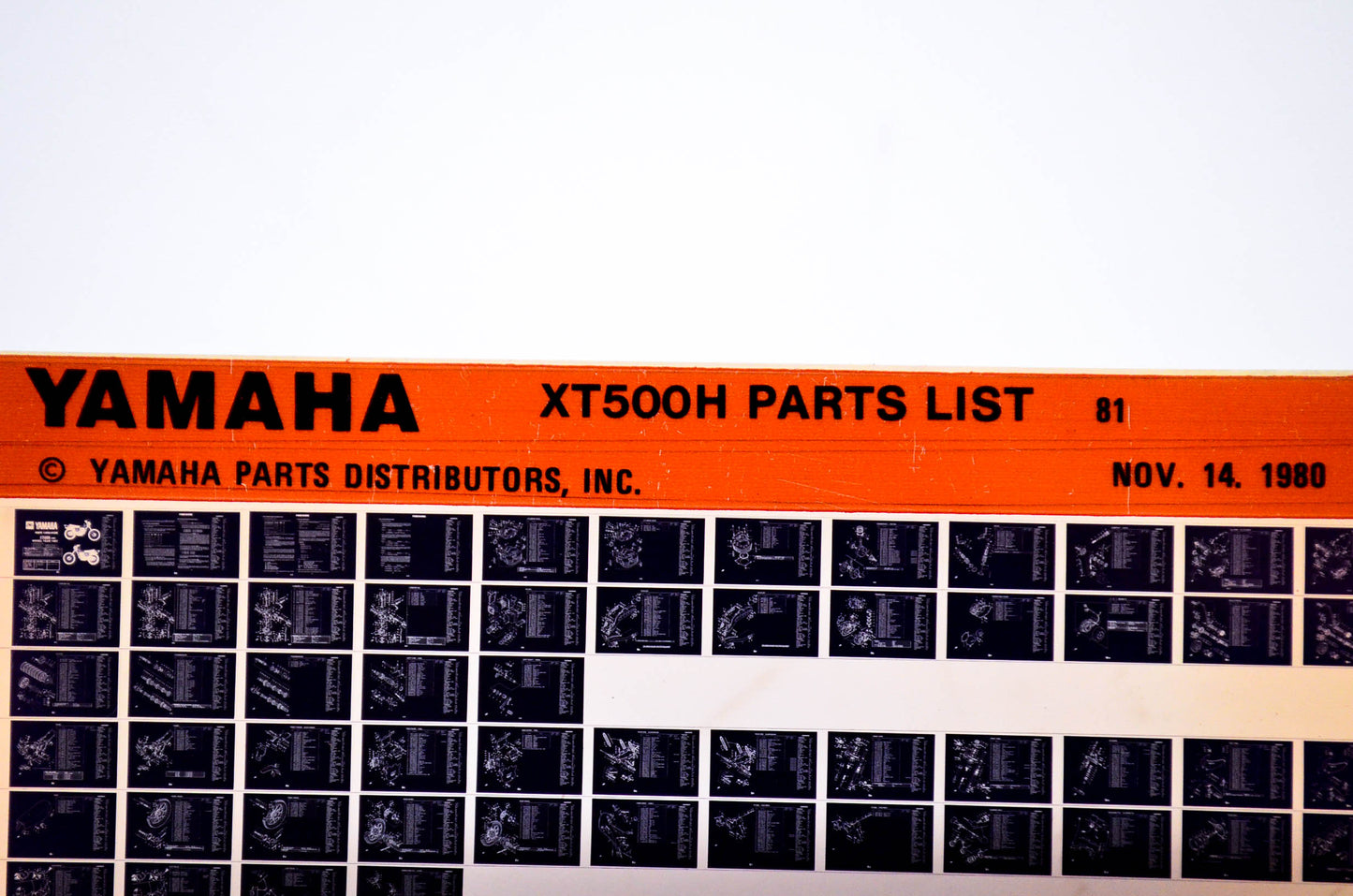 OEM Yamaha XT500H 1980/November 14 '81 Parts List Microfiche
