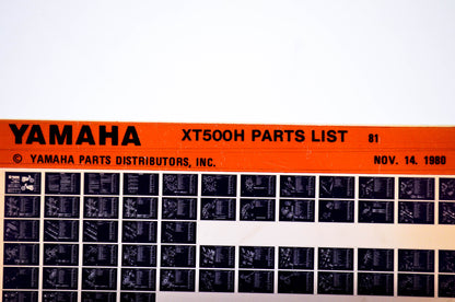 OEM Yamaha XT500H 1980/November 14 '81 Parts List Microfiche