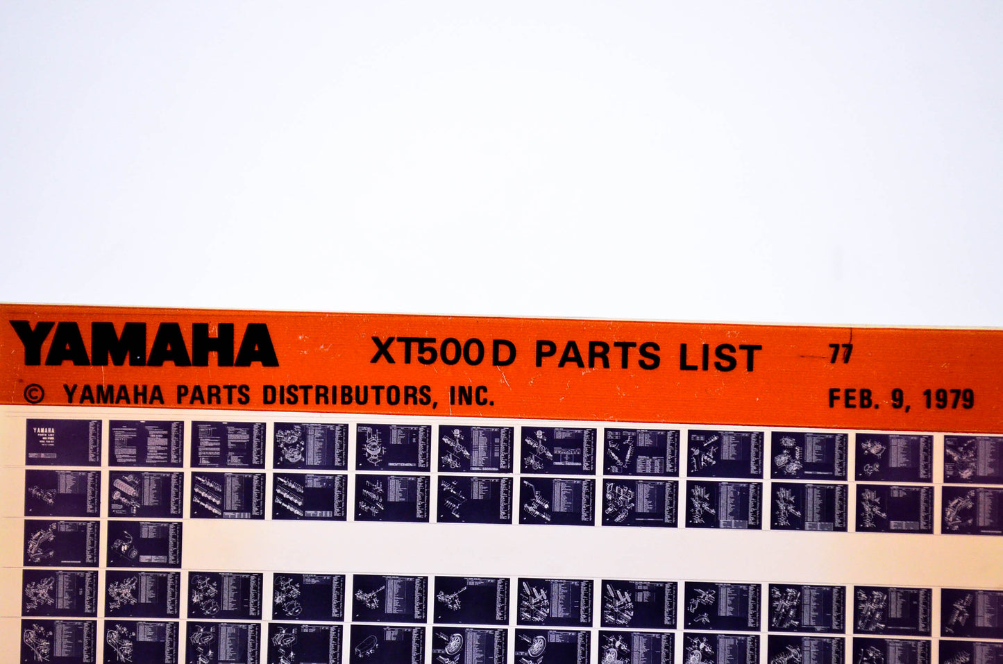 OEM Yamaha XT500 D 1979/February 9 '77 Parts List Microfiche