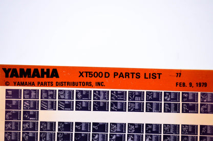 OEM Yamaha XT500 D 1979/February 9 '77 Parts List Microfiche