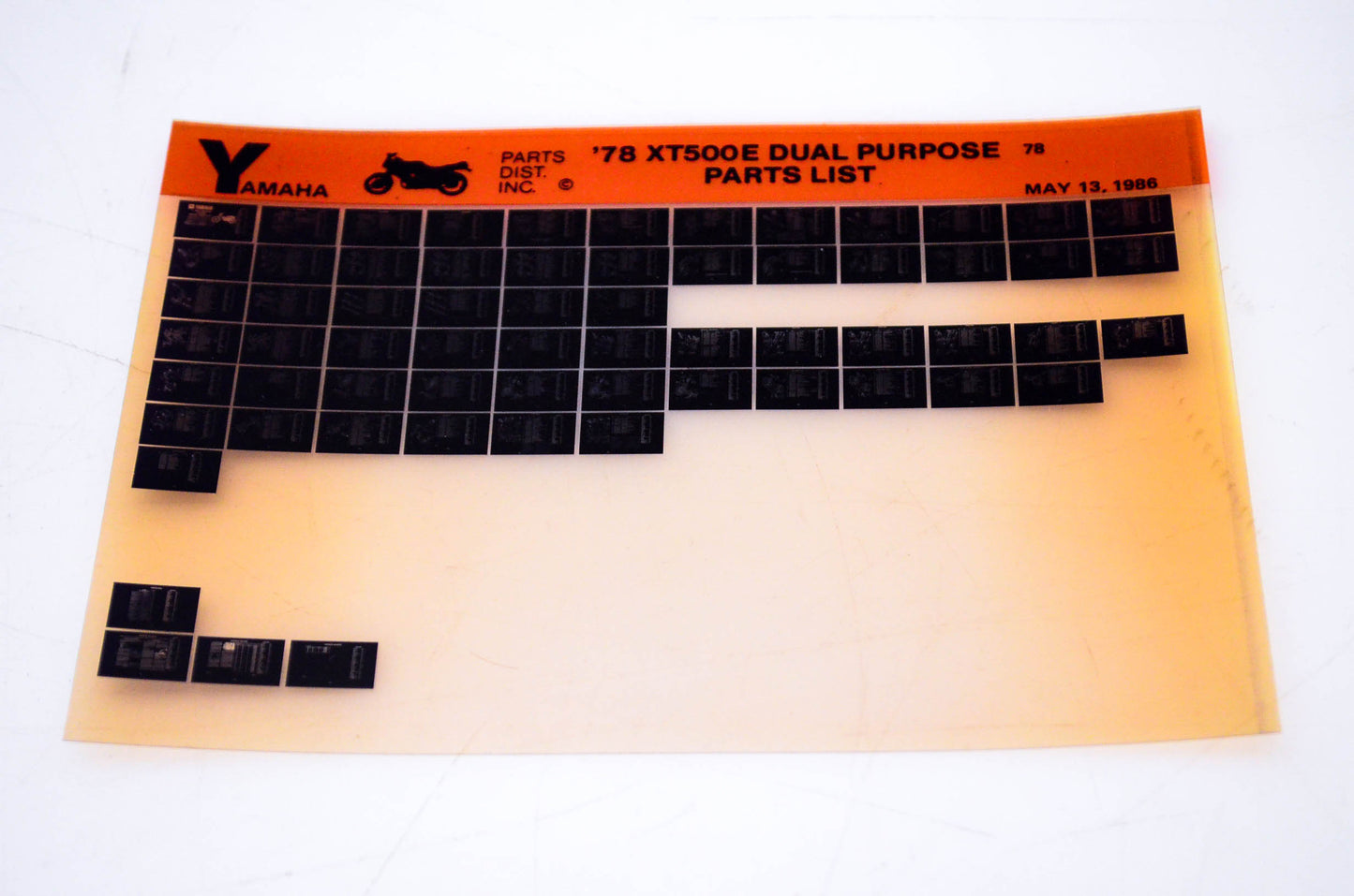 OEM Yamaha XT500E 1986/May 13 '78 Dual Purpose Parts List Microfiche