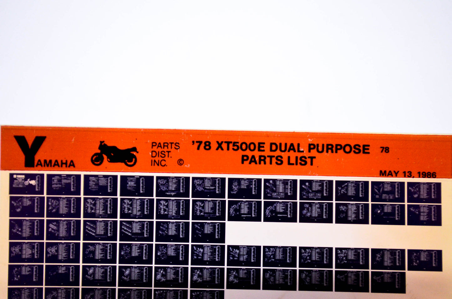 OEM Yamaha XT500E 1986/May 13 '78 Dual Purpose Parts List Microfiche