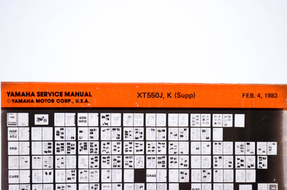 OEM Yamaha XT550J, K 1983/February 4 Service Manual Supplement Microfiche