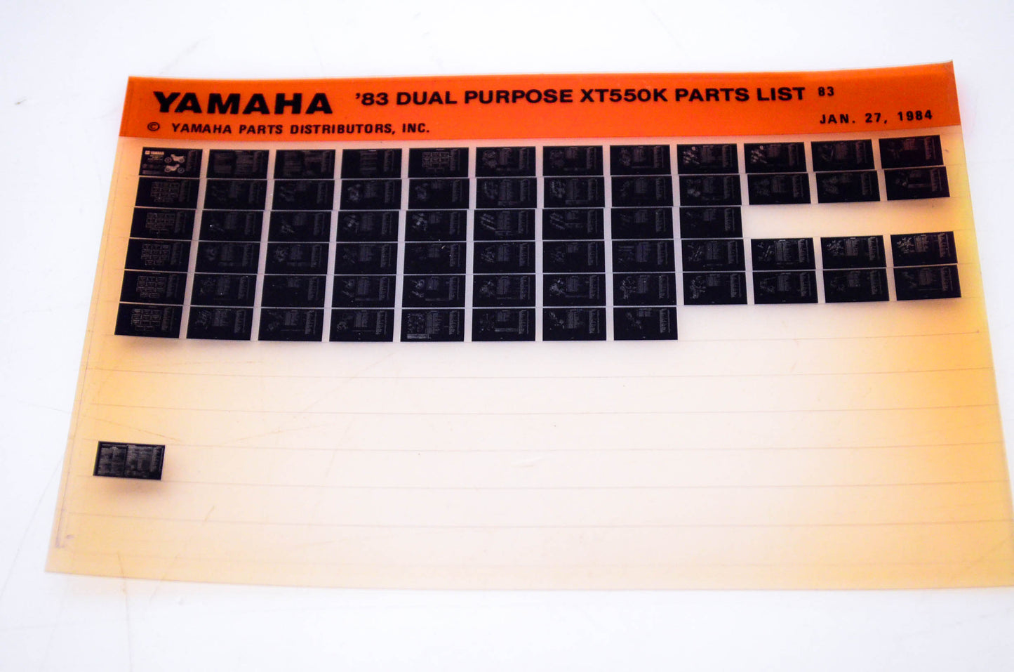 OEM Yamaha XT550K 1984/January 27 '83 Dual Purpose Parts List Microfiche