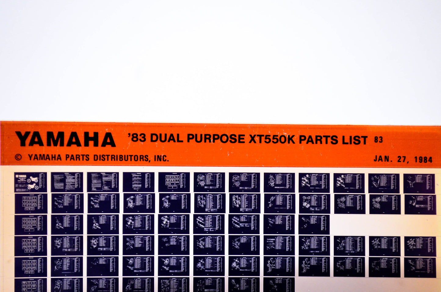 OEM Yamaha XT550K 1984/January 27 '83 Dual Purpose Parts List Microfiche