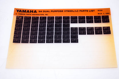 OEM Yamaha XT600L/LC 1984/March 2 '84 Dual Purpose Parts List Microfiche