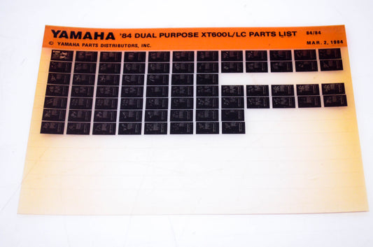OEM Yamaha XT600L/LC 1984/March 2 '84 Dual Purpose Parts List Microfiche