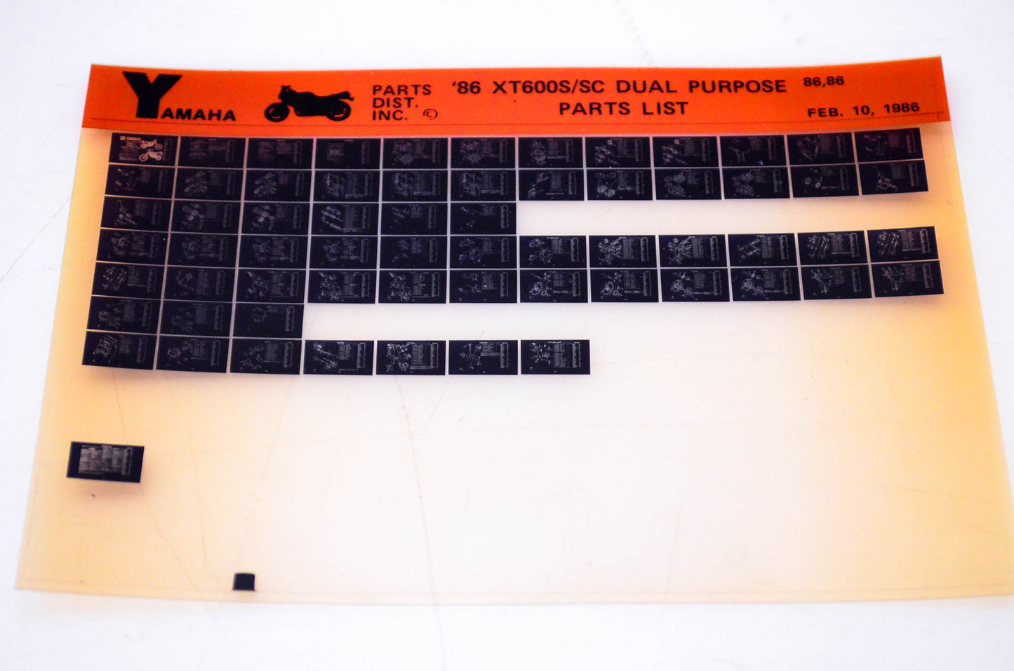 OEM Yamaha XT600S/SC 1986/February 10 '86 Dual Purpose Parts List Microfiche