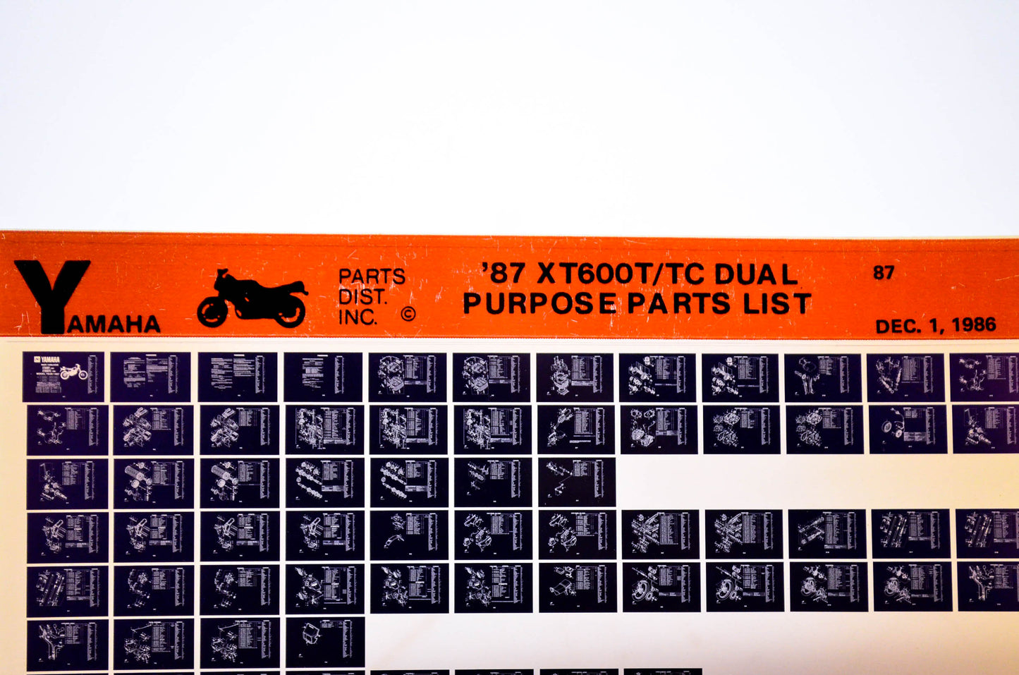 OEM Yamaha XT600T/TC 1986/December 1 '87 Dual Purpose Parts List Microfiche