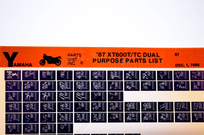 OEM Yamaha XT600T/TC 1986/December 1 '87 Dual Purpose Parts List Microfiche