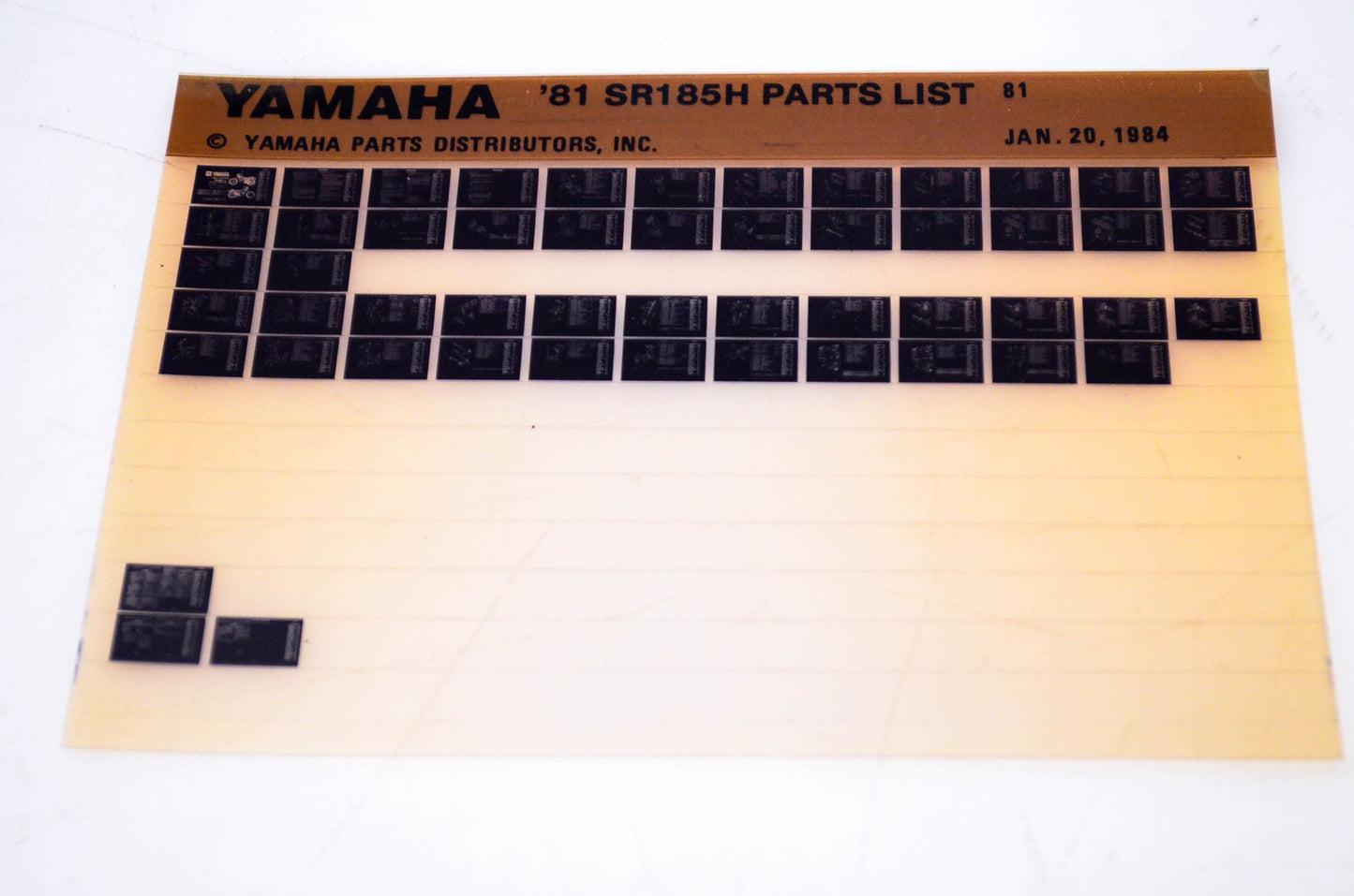 OEM Yamaha SR185H 1984/January 20 '81 Parts List Microfiche