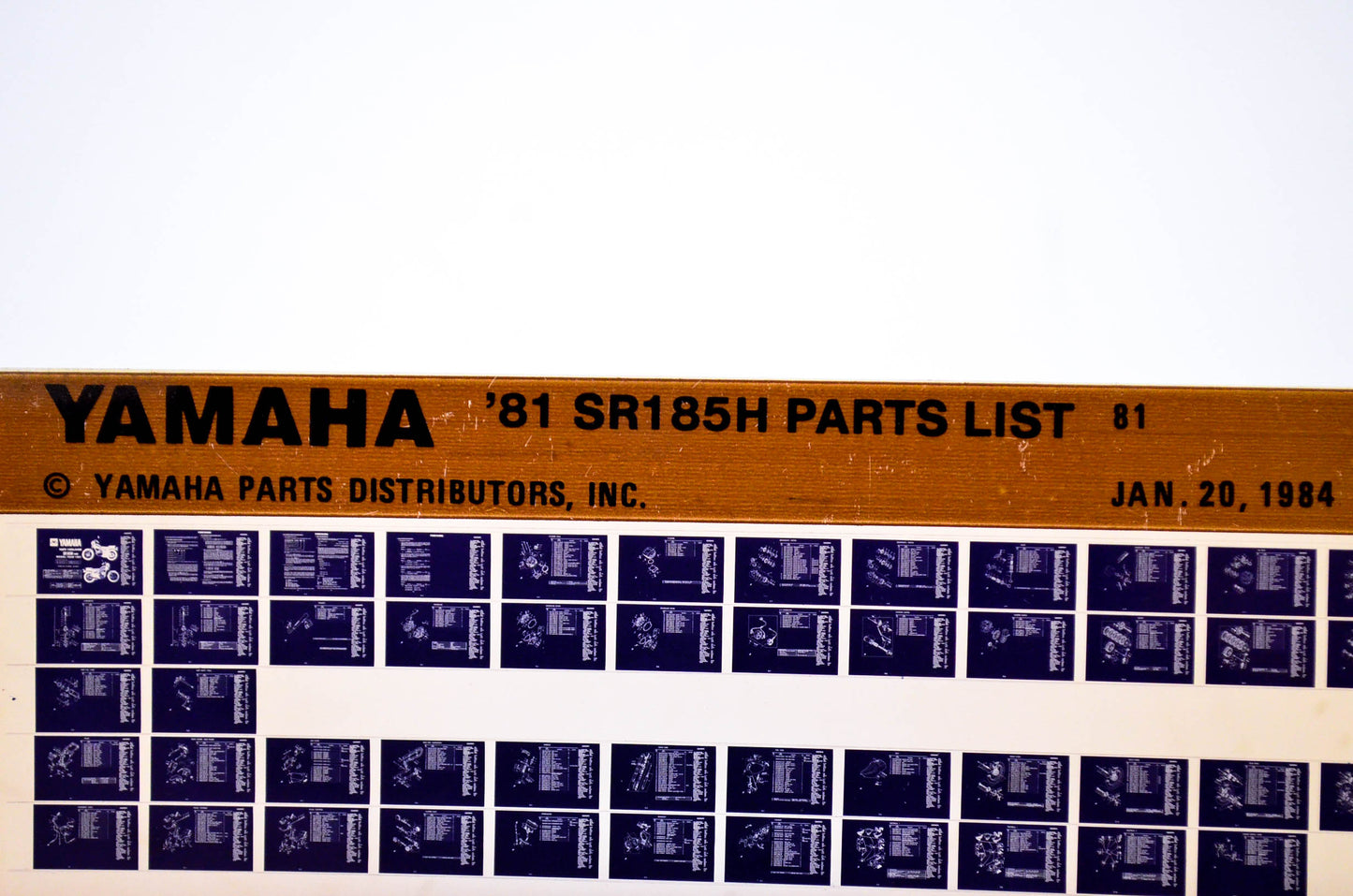 OEM Yamaha SR185H 1984/January 20 '81 Parts List Microfiche