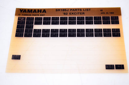 OEM Yamaha SR185J 1982/January 22 '82 Exciter Parts List Microfiche