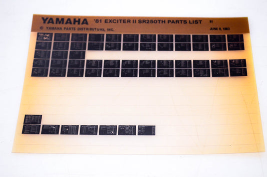 OEM Yamaha SR250TH 1983/June 9 '81 Exciter II Parts List Microfiche