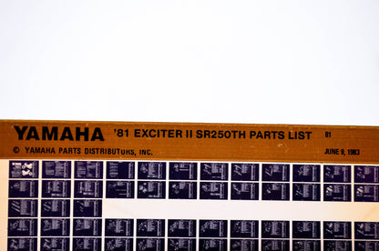 OEM Yamaha SR250TH 1983/June 9 '81 Exciter II Parts List Microfiche