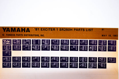 OEM Yamaha SR250H 1983/May 10 '81 Exciter 1 Parts List Microfiche