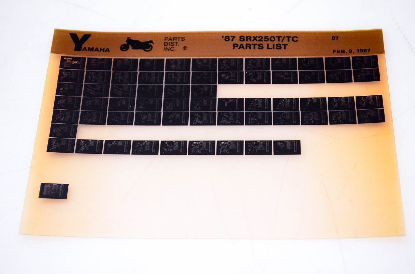 OEM Yamaha SRX250T/TC 1987/February 9 '87 Parts List Microfiche