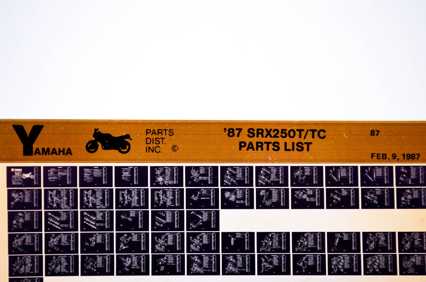 OEM Yamaha SRX250T/TC 1987/February 9 '87 Parts List Microfiche