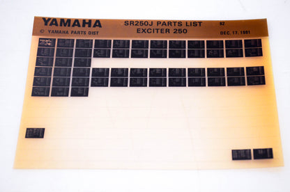 OEM Yamaha SR250J 1981/December 17 '82 Exciter 250 Parts List Microfiche