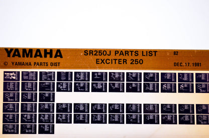 OEM Yamaha SR250J 1981/December 17 '82 Exciter 250 Parts List Microfiche