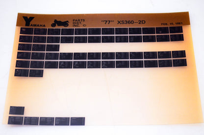 OEM Yamaha XS360-2D 1981/February 10 '77 Parts List Microfiche