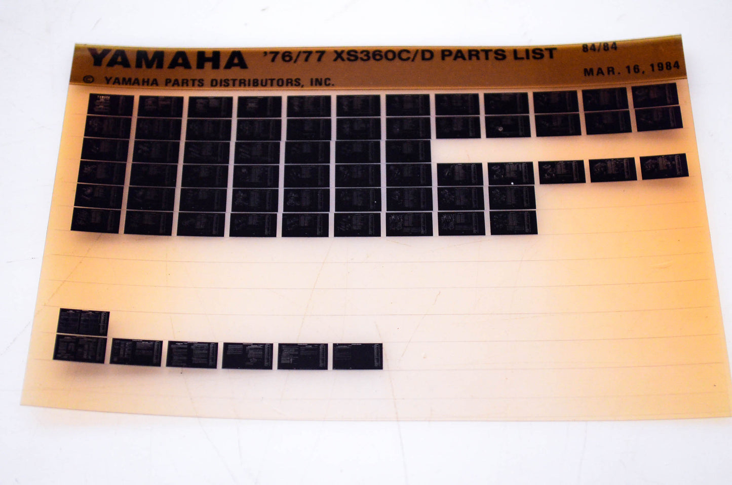 OEM Yamaha XS360C/D 1984/March 16 '76 - '77 Parts List Microfiche