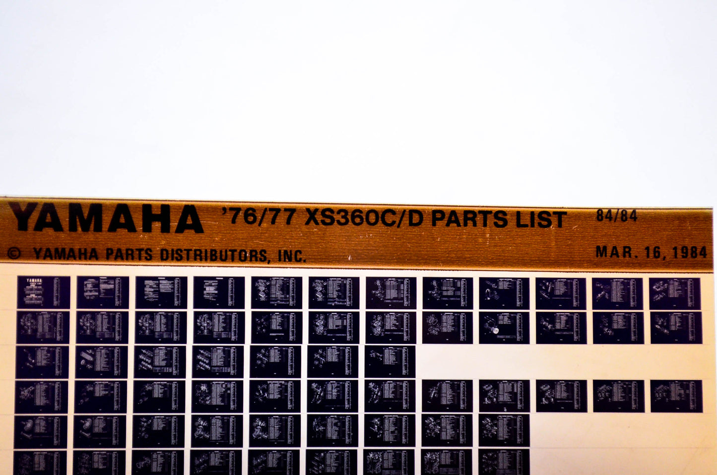 OEM Yamaha XS360C/D 1984/March 16 '76 - '77 Parts List Microfiche