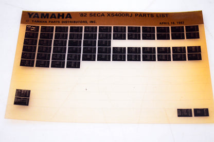 OEM Yamaha XS400RJ 1982/April 16 '82 Seca Parts List Microfiche