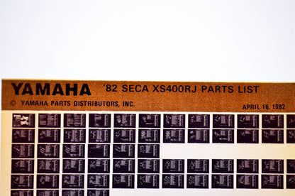 OEM Yamaha XS400RJ 1982/April 16 '82 Seca Parts List Microfiche