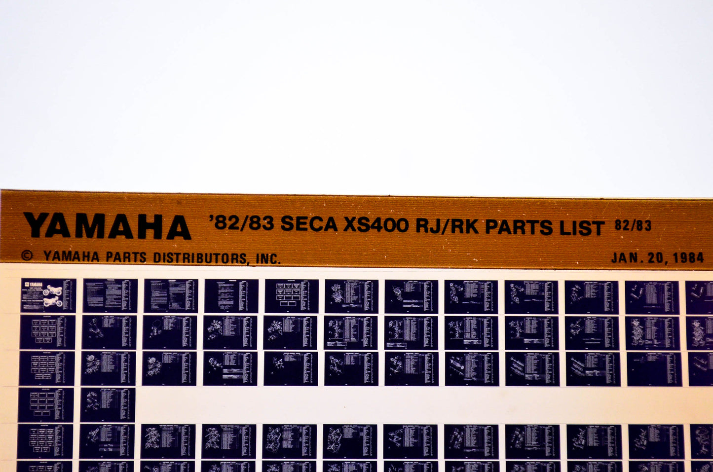OEM Yamaha XS400 RJ/RK 1984/January 20 '82 - '83 Seca Parts List Microfiche