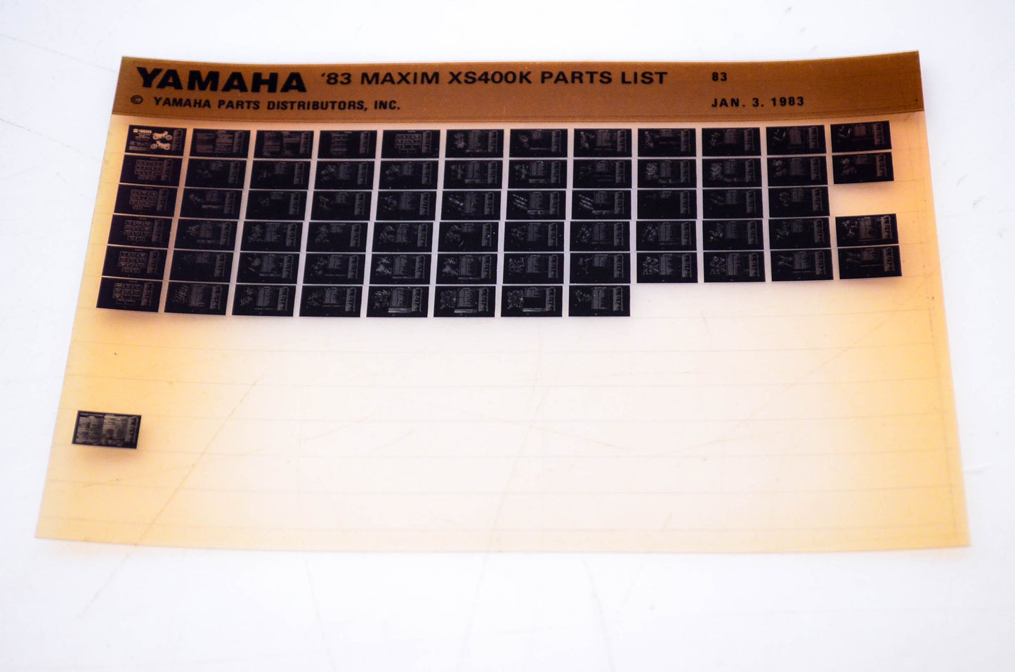 OEM Yamaha XS400K 1983/January 3 '83 Maxim Parts List Microfiche