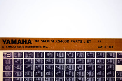 OEM Yamaha XS400K 1983/January 3 '83 Maxim Parts List Microfiche