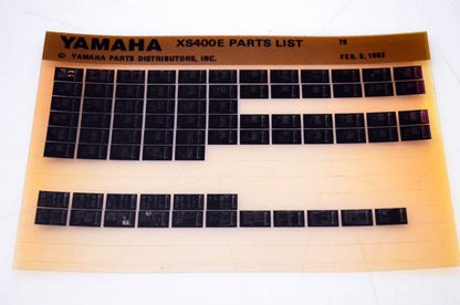 OEM Yamaha XS400E 1983/February 8 '78 Parts List Microfiche