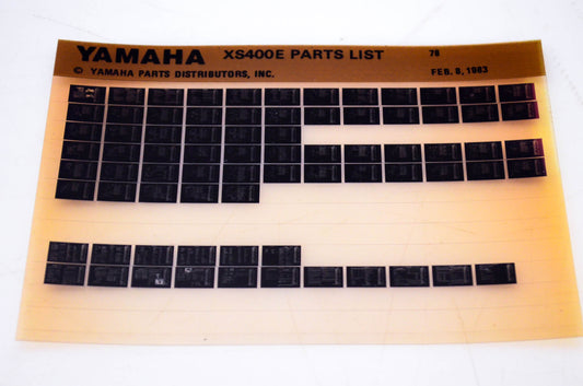 OEM Yamaha XS400E 1983/February 8 '78 Parts List Microfiche