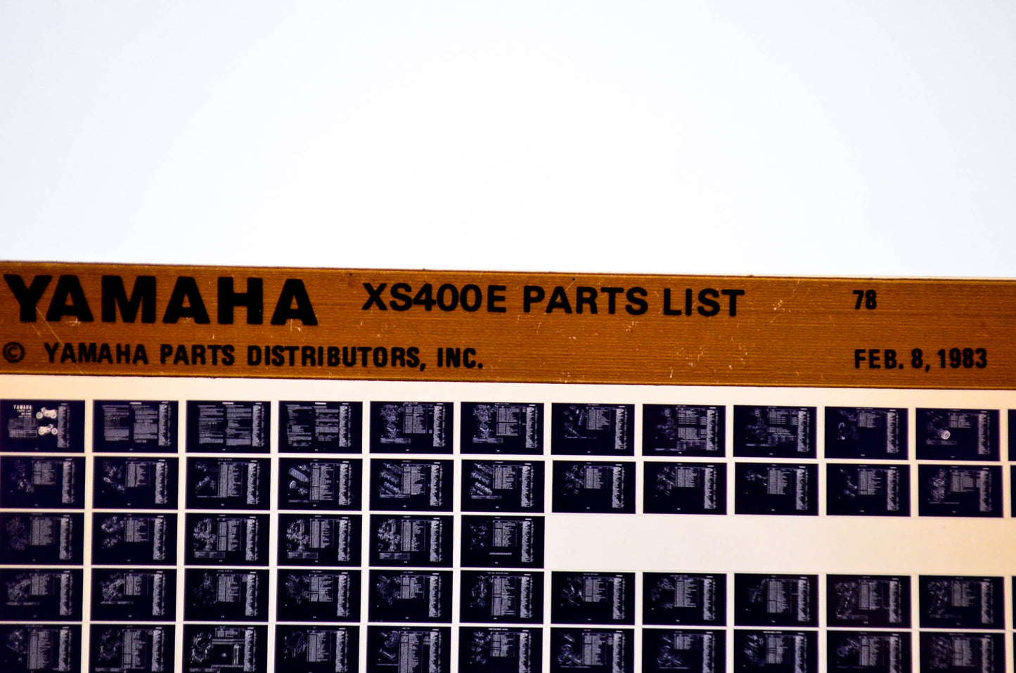 OEM Yamaha XS400E 1983/February 8 '78 Parts List Microfiche