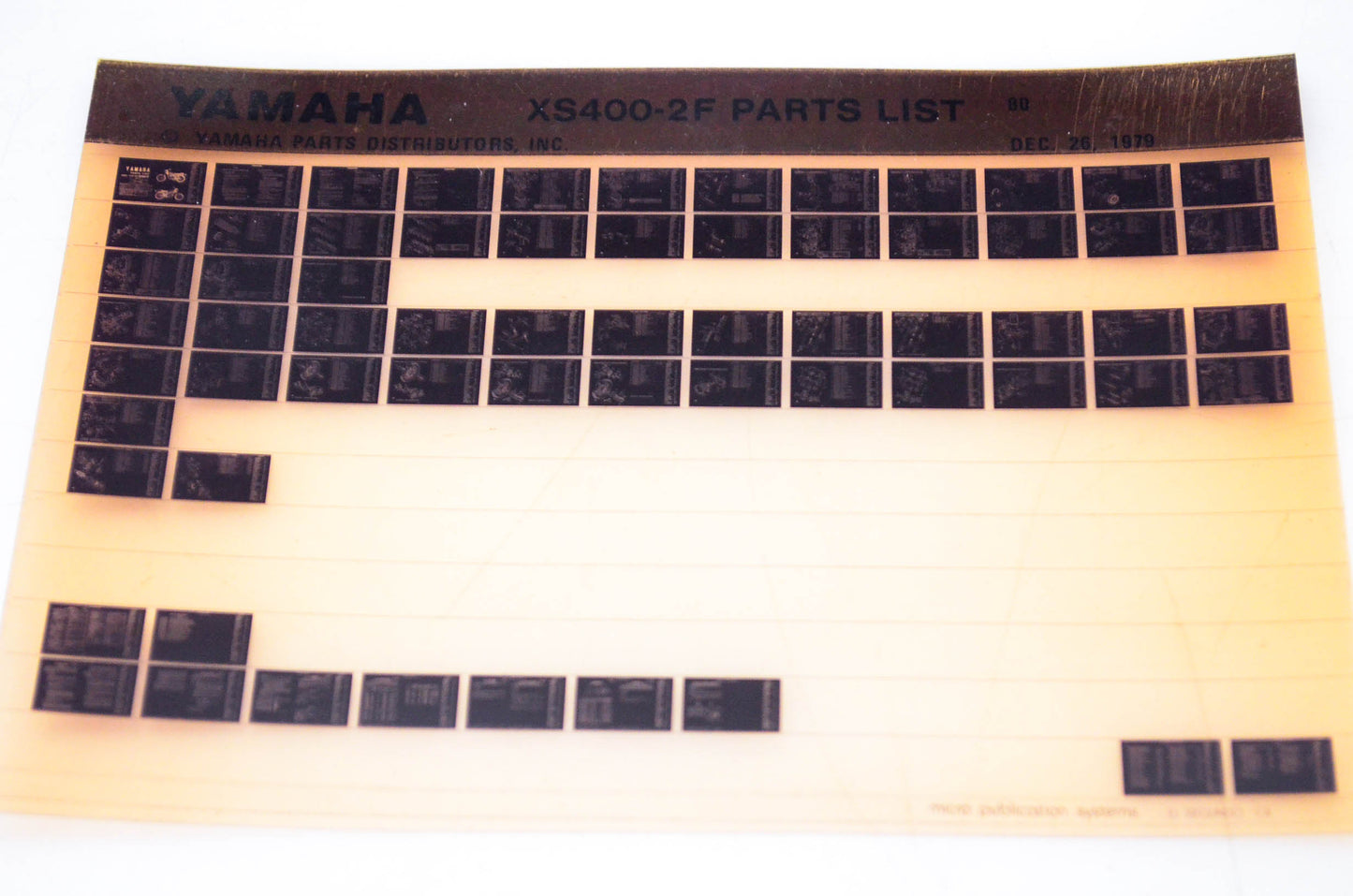 OEM Yamaha XS400-2 F 1979/December 26 '80 Parts List Microfiche
