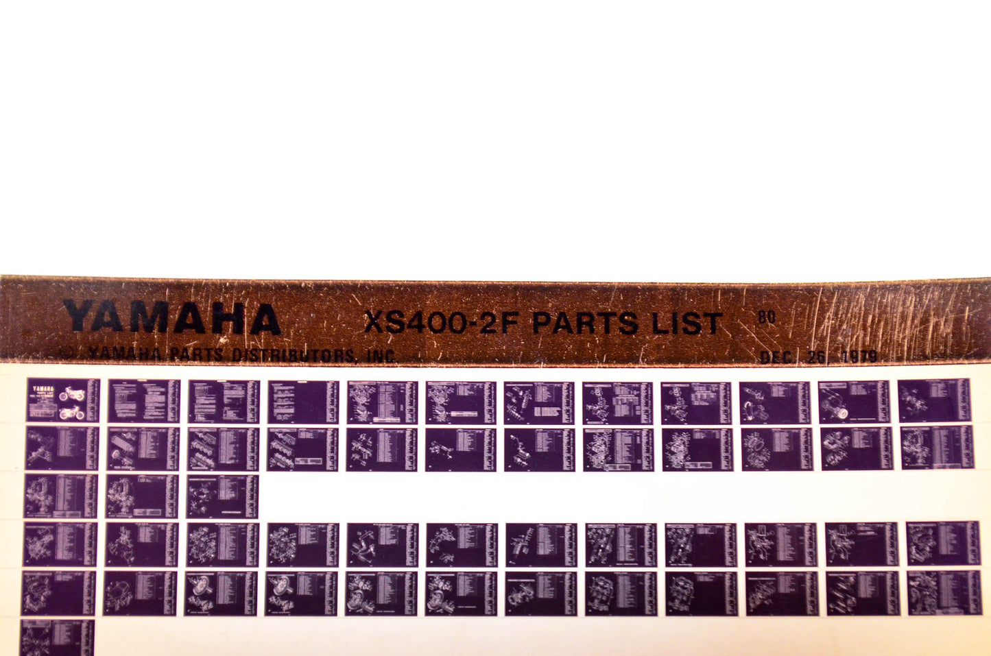 OEM Yamaha XS400-2 F 1979/December 26 '80 Parts List Microfiche