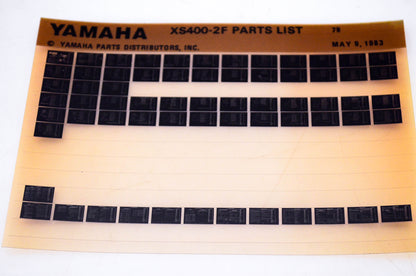 OEM Yamaha XS40002F 1983/May 9 '79 Parts List Microfiche