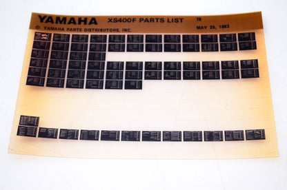 OEM Yamaha XS400F 1983/May 25 '79 Parts List Microfiche