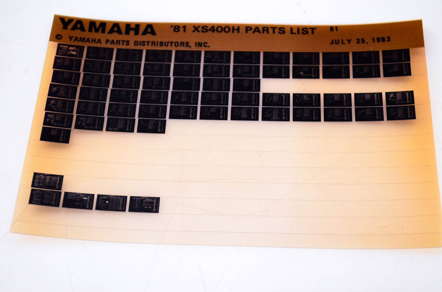 OEM Yamaha XS400H 1983/July 25 '81 Parts List Microfiche